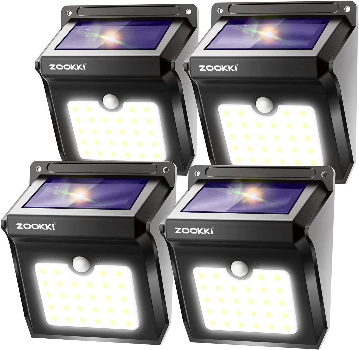ZOOKKI Solar Outdoor Lights -120° Illumination Solar Motion Sensor Lights Outdoor - IP65 Waterproof Wireless Security Outdoor Solar Powered Lights