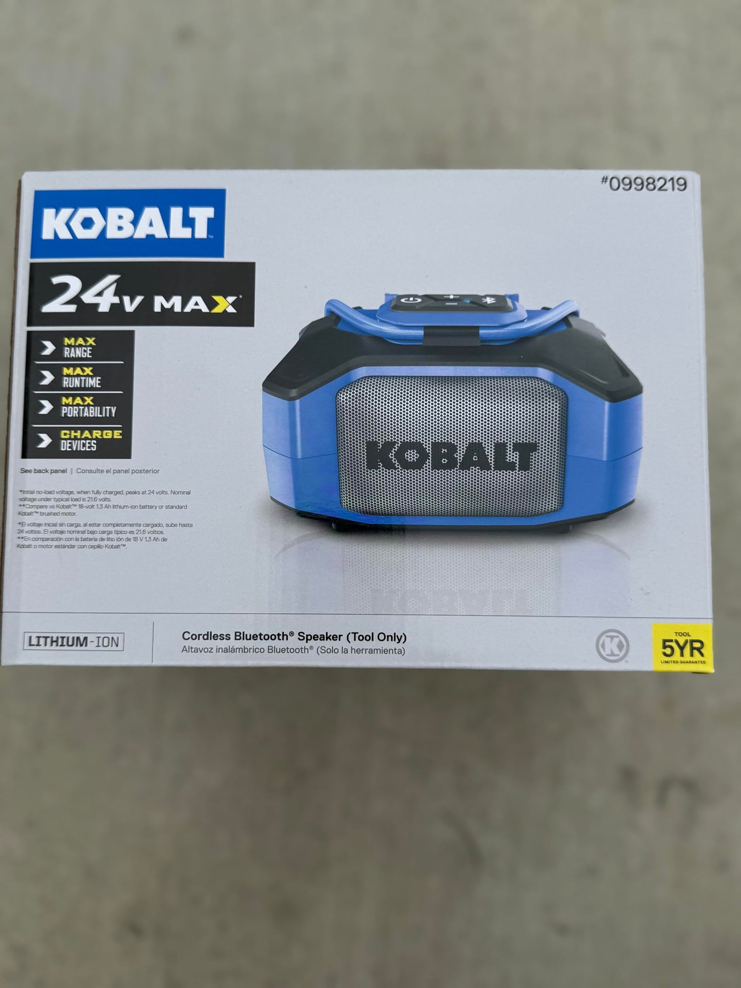 Kobalt 1-Speaker 5-Watt Portable Bluetooth Speaker