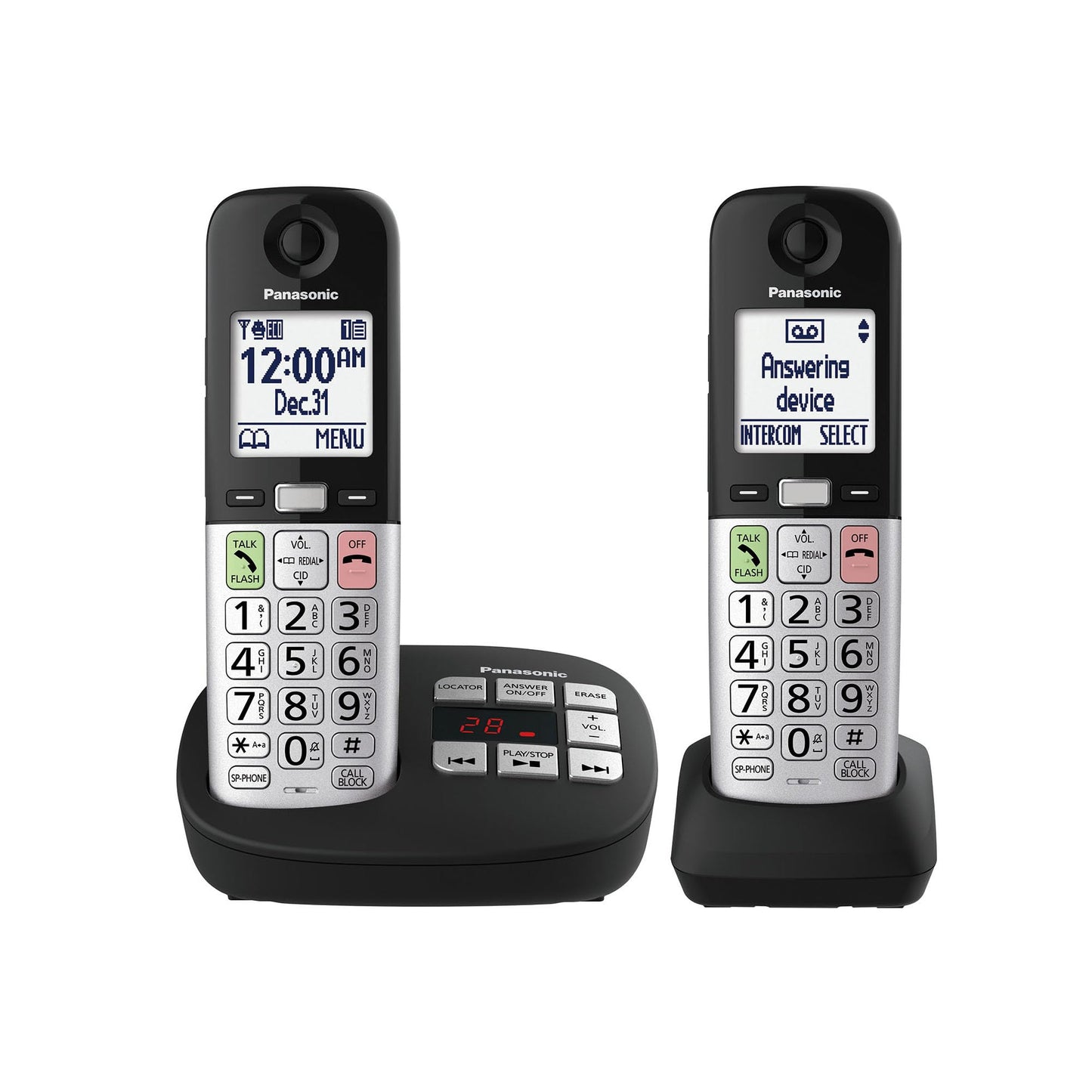 Panasonic Cordless Phone, Easy to Use with Large Display & Big Buttons, Flashing Favorites Key, Flashlight, Call Block, Volume Boost, Talking Caller