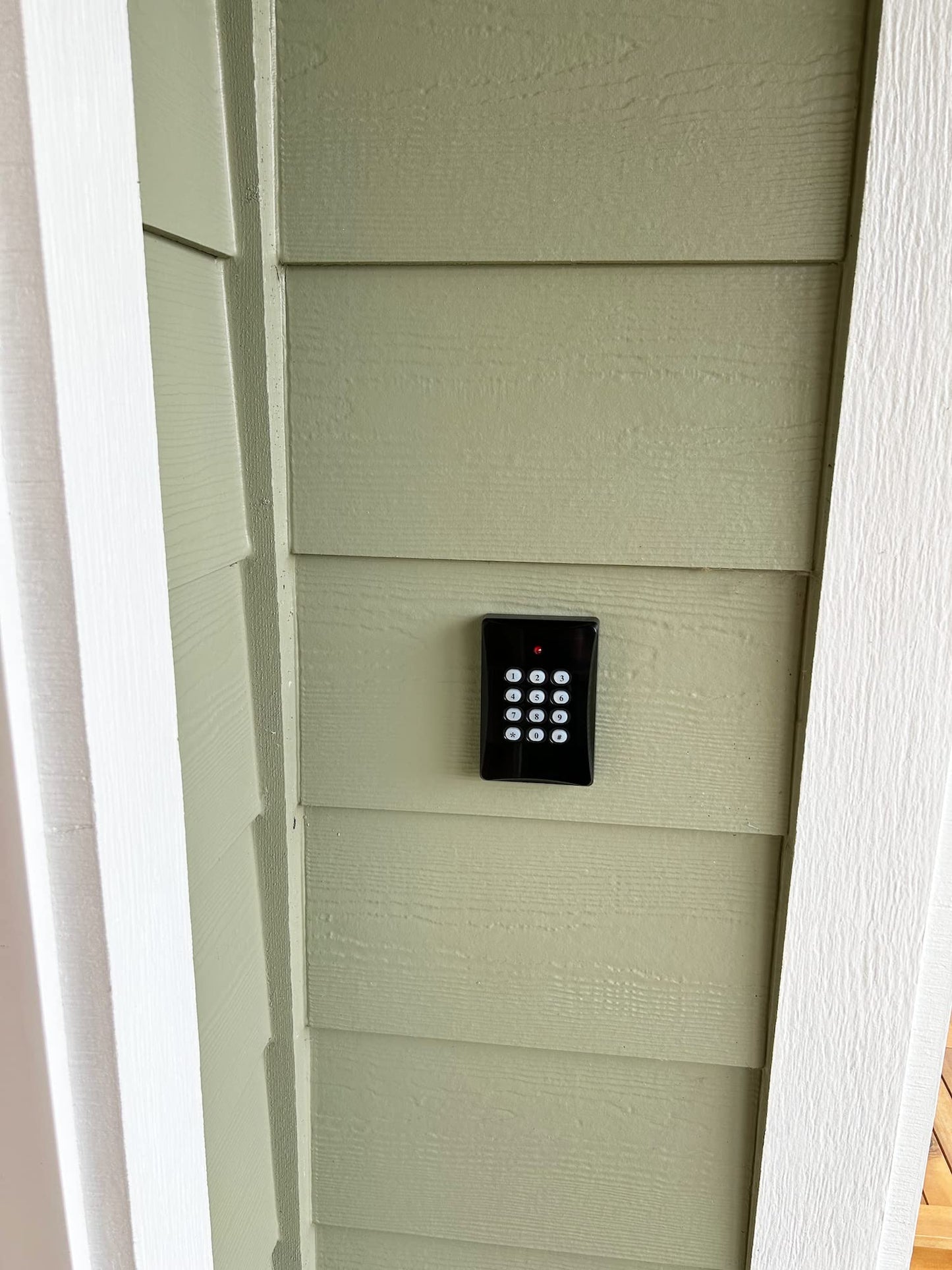 Blue Charm Fake Security Alarm Keypad, Extra Long 1.5 Year Continuous Usage Battery Life, No Wiring Needed, Red Blinking LED Light with Black Housing
