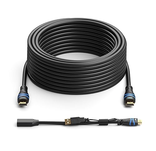 BlueRigger 4K HDMI Cable with Signal Booster (100FT, 4K 30Hz, in-Wall CL3 Rated) Long HDMI Cable - Compatible with Home Theatre, HDTV, Gaming