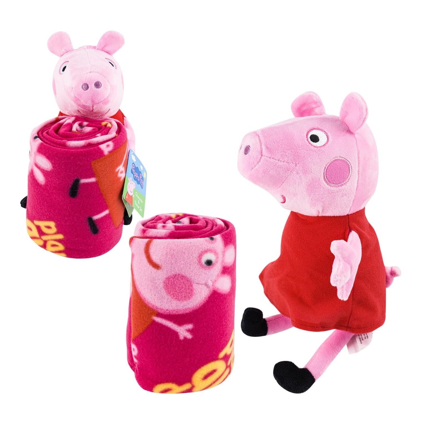 NORTHWEST Peppa Pig Travel Set - 2 Piece Kids Travel Set Includes Blanket 40" X 50" & Plush