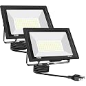 Gopretty 150W LED Flood Lights Outdoor, 18000LM Bright Work Light with 5FT Plug, IP66 Waterproof Exterior Security Lights, 6500K Daylight White
