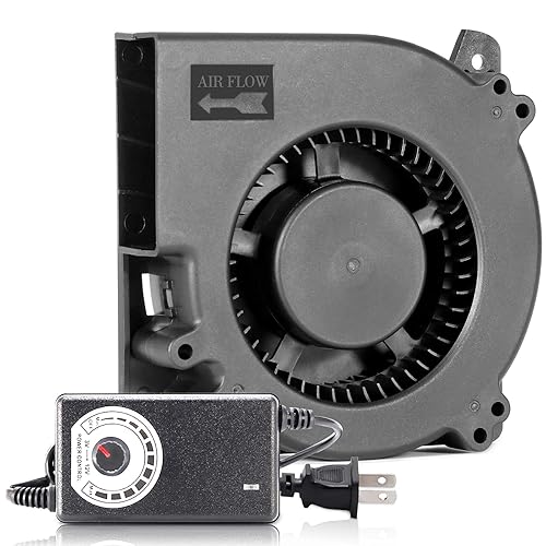 SXDOOL 120mm DC 12V Blower Cooling Fan, AC 110V 115V to DC 12V 2A Power Cord with Speed Controller,for Router Receiver DVR Xbox Modem AV Cabinet