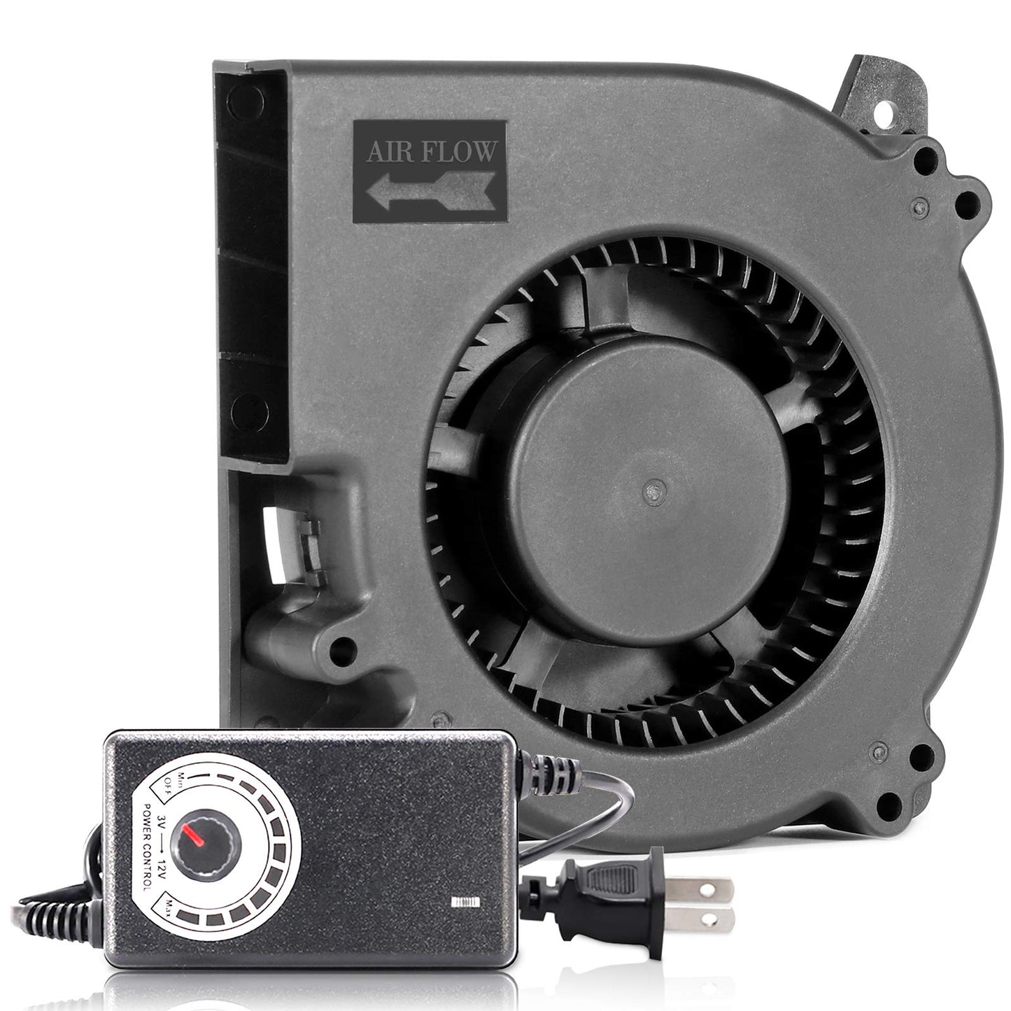 SXDOOL 120mm DC 12V Blower Cooling Fan, AC 110V 115V to DC 12V 2A Power Cord with Speed Controller,for Router Receiver DVR Xbox Modem AV Cabinet