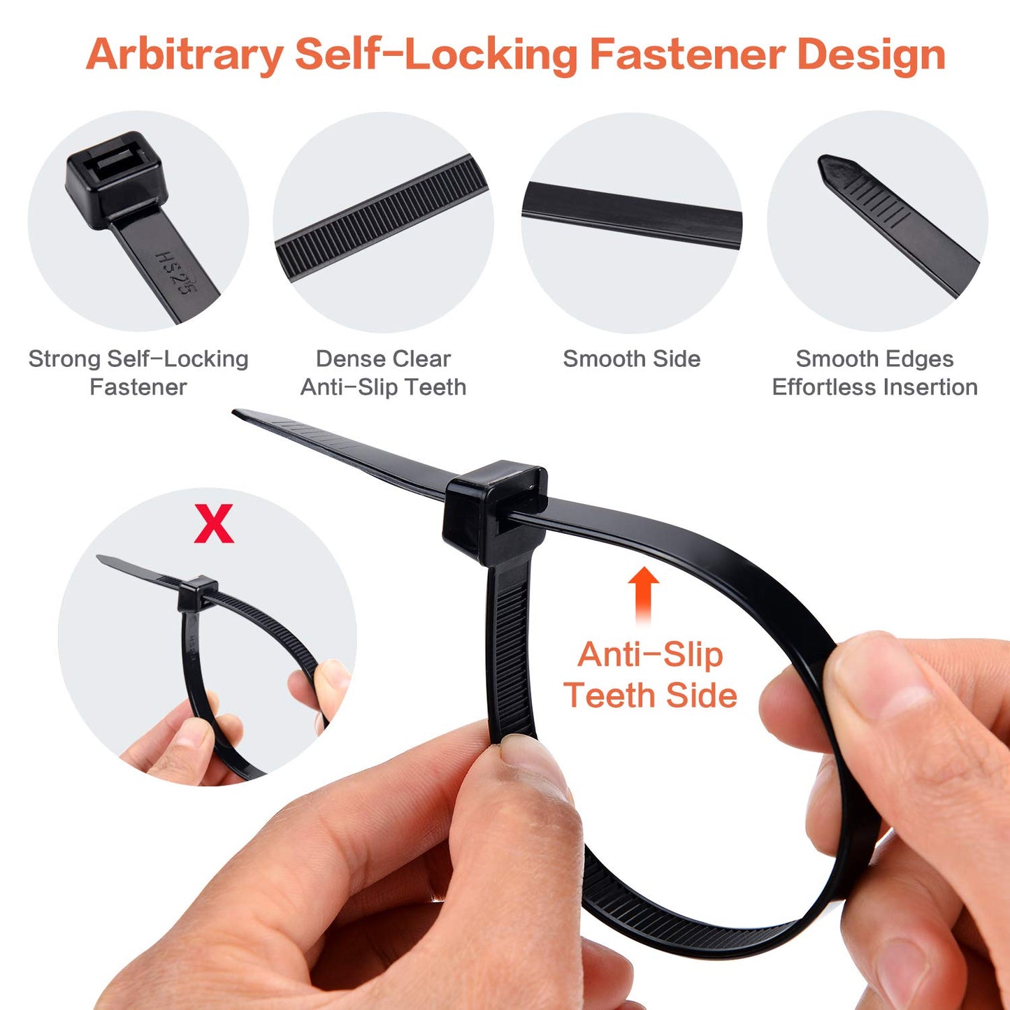 Zip Ties Assorted Sizes 700 Pack 4+6+8+10+12 Inch Cable Ties Heavy Duty 40lbs Plastic Wire Ties UV Resistant Zipties Black Small Zip Tie Wraps