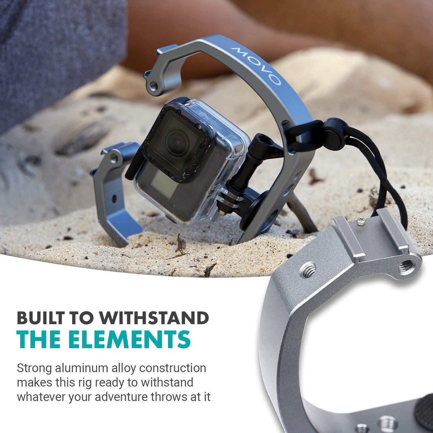 Movo GB-U70 Underwater Diving Rig for GoPro Hero with Cold Shoe Mounts, Wrist Strap - Works with HERO3, HERO4, HERO5, HERO6, HERO7, HERO8, Osmo Action
