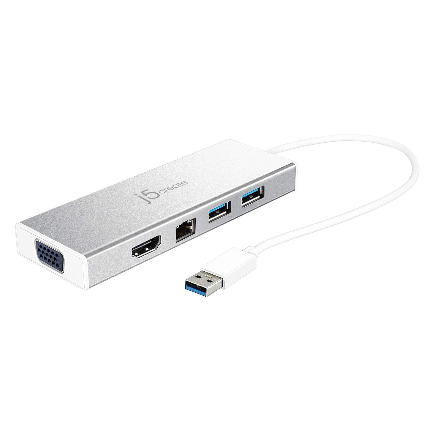 j5create USB 3.0 Hub with HDMI, VGA, RJ45 Gigabit Ethernet, 2 USB 3.1 Type-A Ports - High Speed Data Transfer Adapter for Mac, Windows, Desktop PC