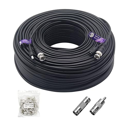 Anlink 300Ft (91 Meters) 4K 8MP 5MP 2MP 1080P BNC Video and Power Cable, Mini RG59 Wire for CCTV Security Camera Systems, with BNC Connector, RCA