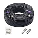 Anlink 300Ft (91 Meters) 4K 8MP 5MP 2MP 1080P BNC Video and Power Cable, Mini RG59 Wire for CCTV Security Camera Systems, with BNC Connector, RCA