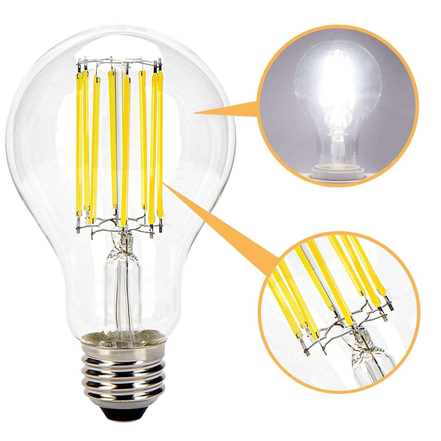 2 Pack Dimmable LED Edison Bulbs 100W Equivalent, 11W 5000K E26 Light Bulbs