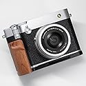 Handmade Wood Hand Grip L Plate Alloy Base for Fu ji Film GFX100RF Camera Holder (Desert Ironwood + Black Base)