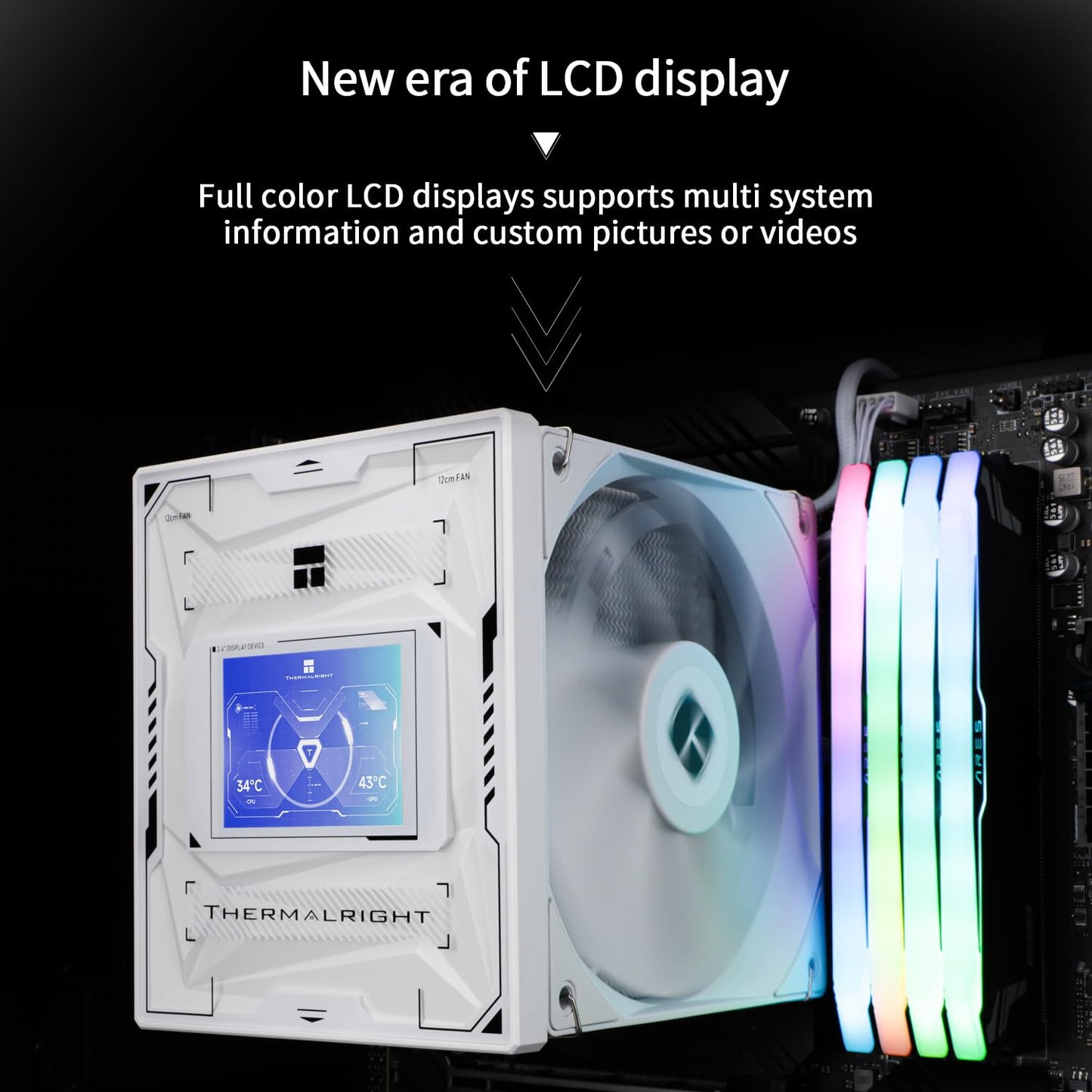 Thermalright Burst Assassin 120 Vision White CPU Air Cooler, Desktop CPU Cooler with 1500RPM Speed,320x240 Resolving Power IPS LCD Screen