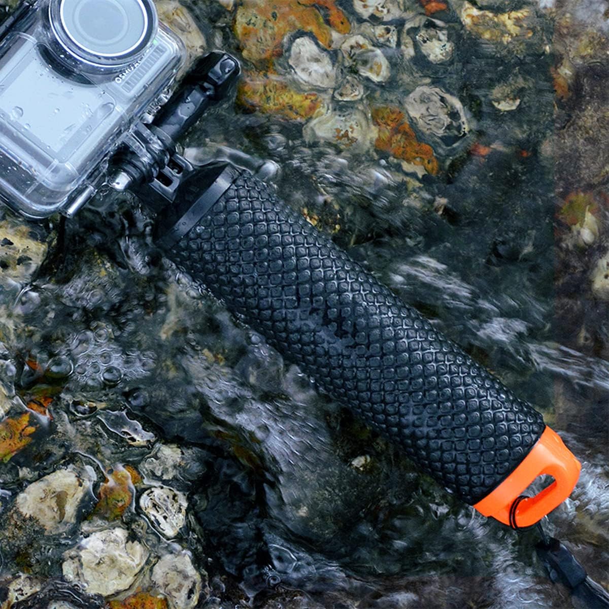 Homeet Handler Floating Hand Grip, Underwater Hand Stick Monopod Pole Compatible with DJI OSMO Action Cameras and Other Sports Camera, Orange