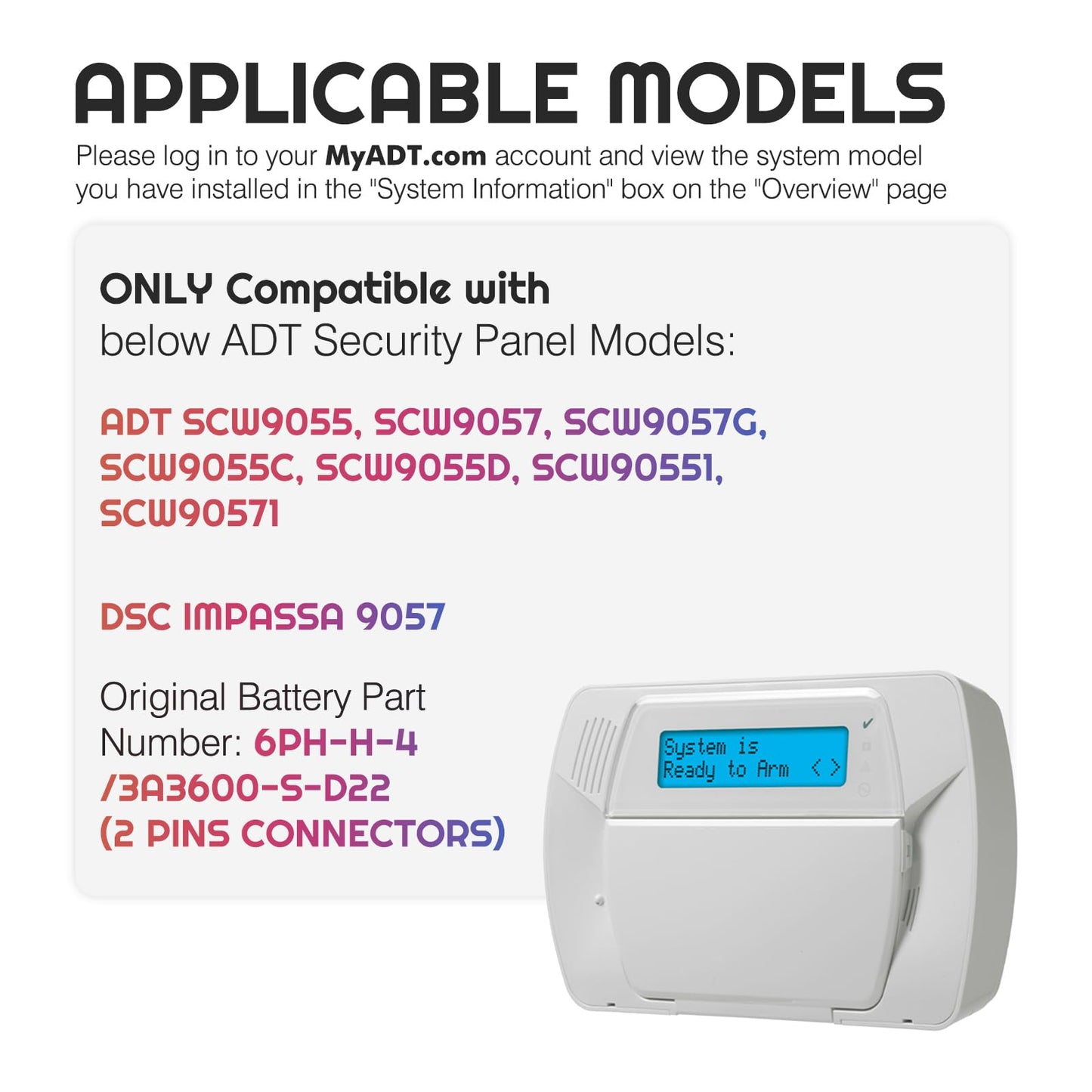 Qoutmcuy Replacement Battery with Tool for ADT DSC IMPASSA Security System - Compatible with 9057, SCW9055, SCW9057, BH7236-SS, 17000145, 17000152