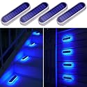 YiLaie Blue Solar Lights for Outside Stick on Boat Dock Deck Step Driveway Strip Lights Solar Powered Outdoor Waterproof Stair Post Ground Pathway