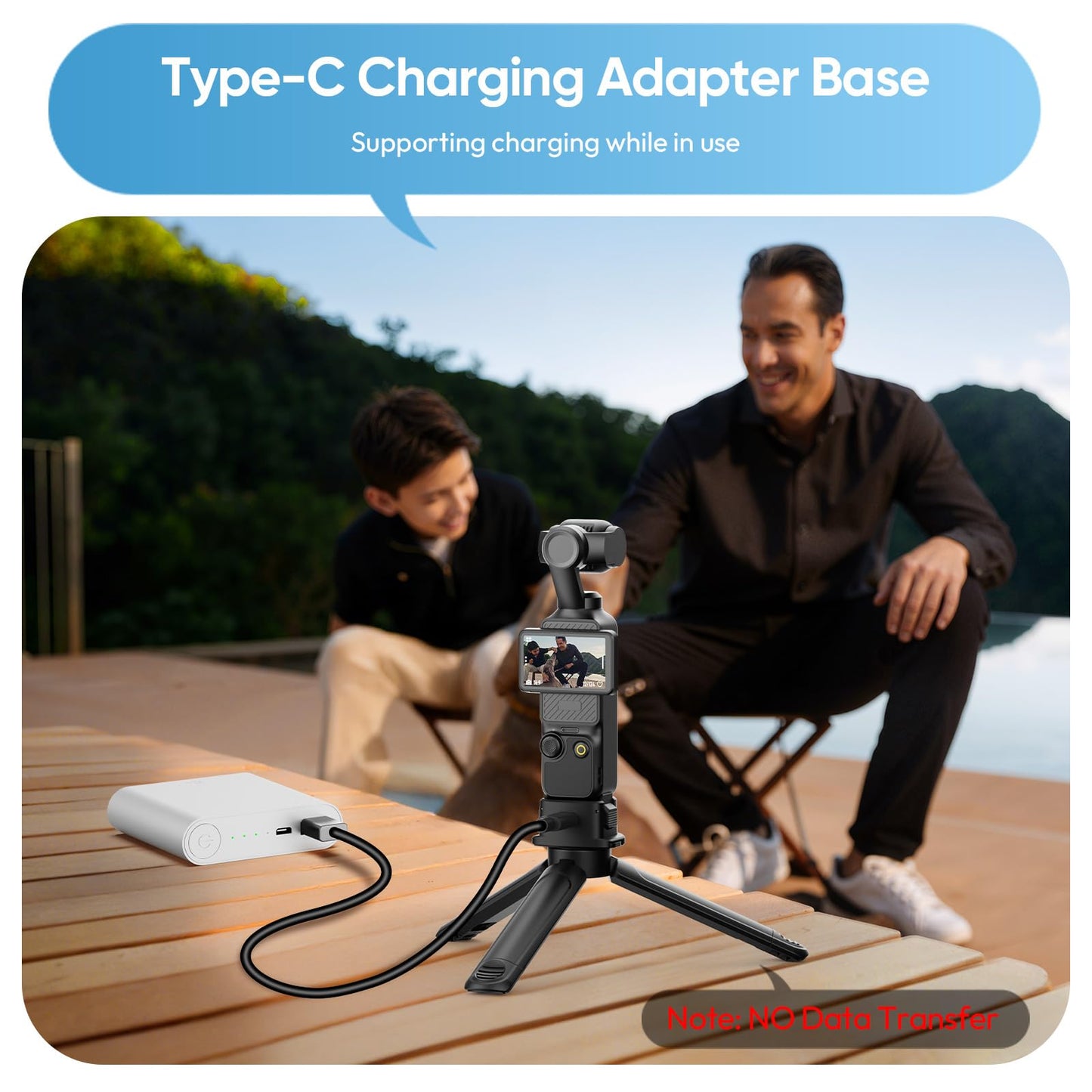 XIAOTJ Pocket 3 Tripod Stand Handle with Charging Adapter Base for DJI Osmo Pocket 3 4/Xtra Muse, with Action Camera Adapter & 1/4 Screw Hole