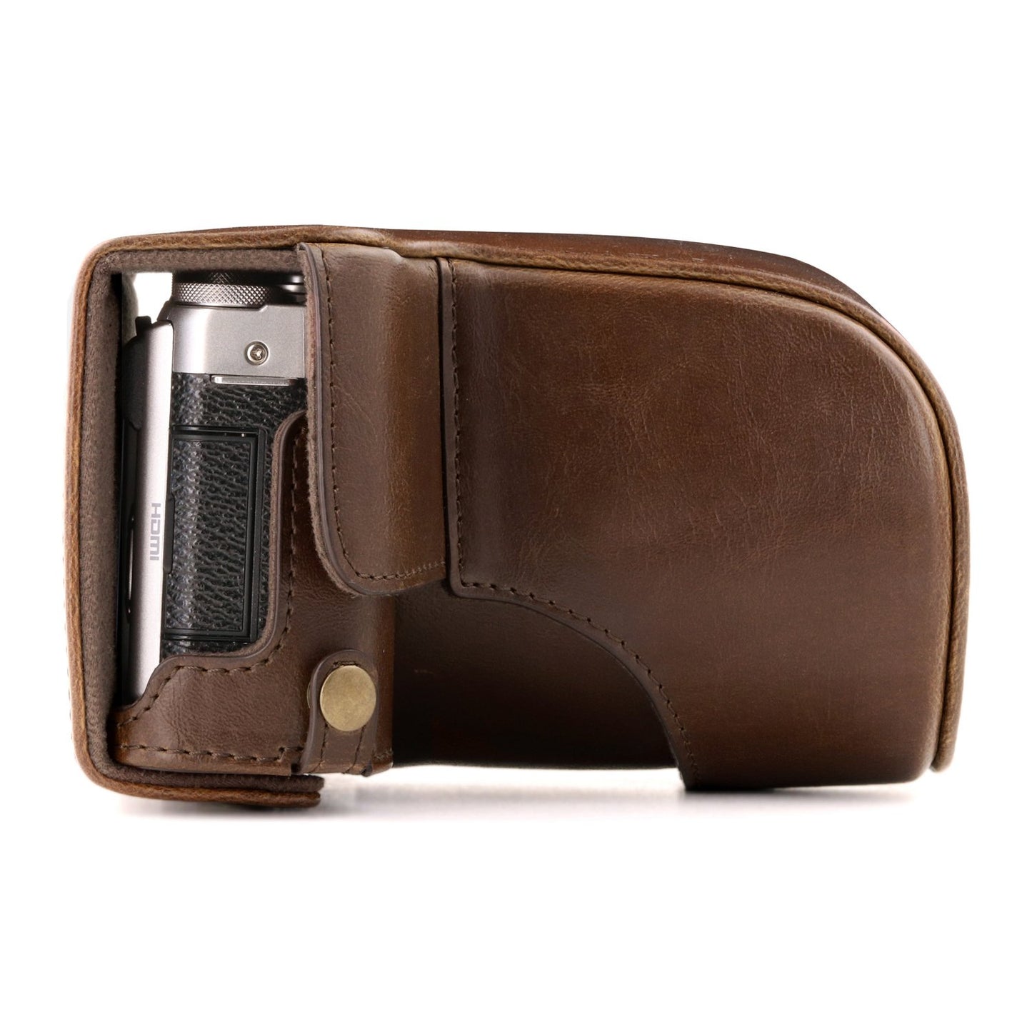 MegaGear "Ever Ready" Protective Leather Camera Case , Bag for Fujifilm X-A3, X-A2, X-A1, X-M1 Compact System with 16-50mm Lens (Dark Brown)