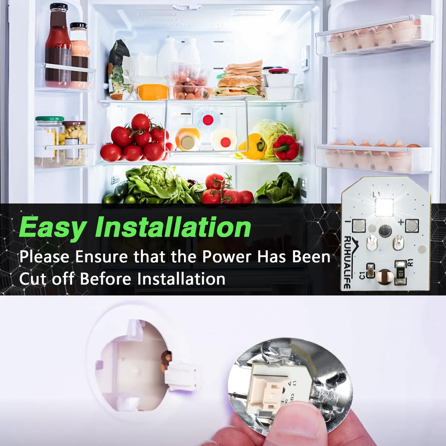 RUHUALIFE 6 PCS Refrigerator LED Lights Refrigerator Bulbs Refrigerator Lamp Modules Compatible with GE Replace#: WR55X30602 WR55X26486 WR55X11132
