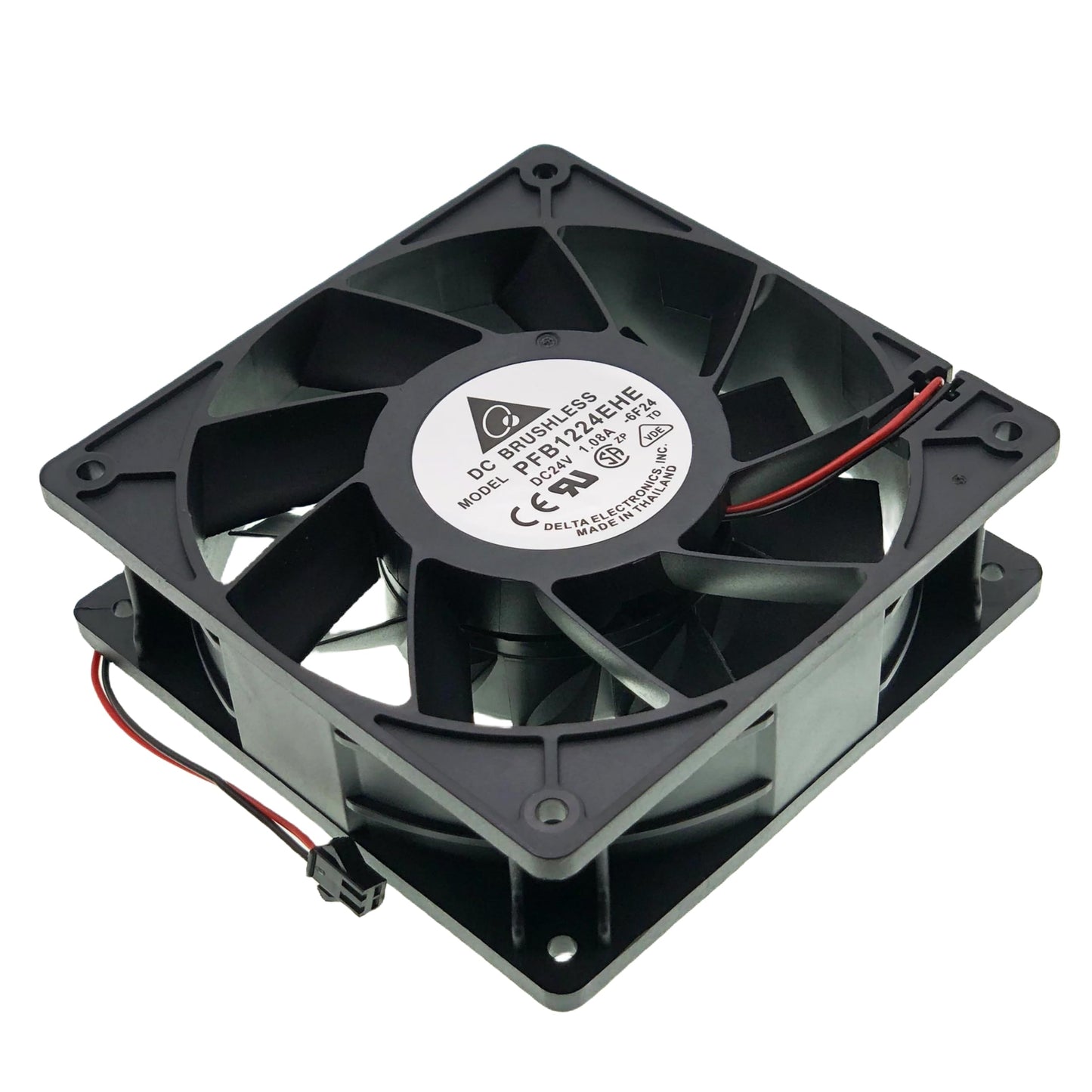 for Delta PFB1224EHE-6F24 Cooling Fan, 24V 1.08A 21.6W 4000RPM 181.27CFM 120X120X38MM 2-Wire Inverter Fan