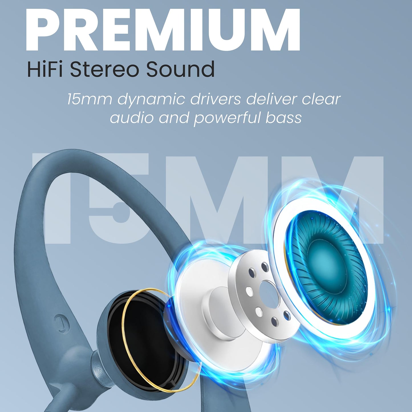 Philips SHS3200BL Flexible Earhook Headphones, Blue