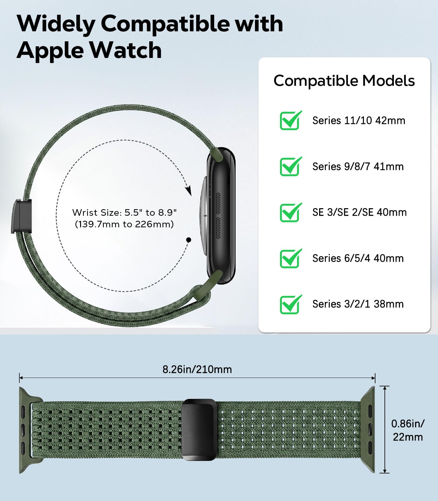 Breathable Nylon Watch Band Compatible with Apple Watch 42/41/40/38mm
