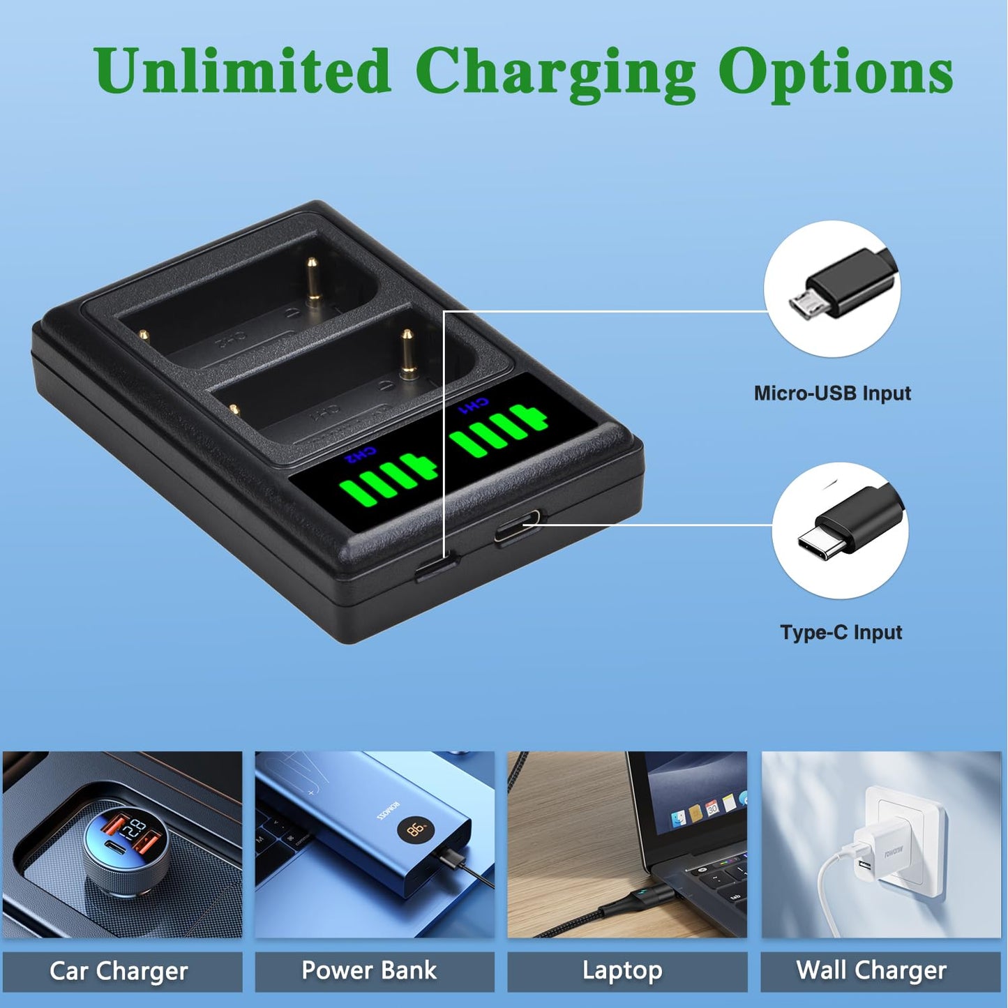 Tectra 2X NP-FM50 NPFM50 Batteries + LED USB Dual Charger for Sony NP-FM30 NP-FM51 NP-QM50 NP-QM51 NP-FM55H Battery and Sony HDR-HC1, DCR-TRV280