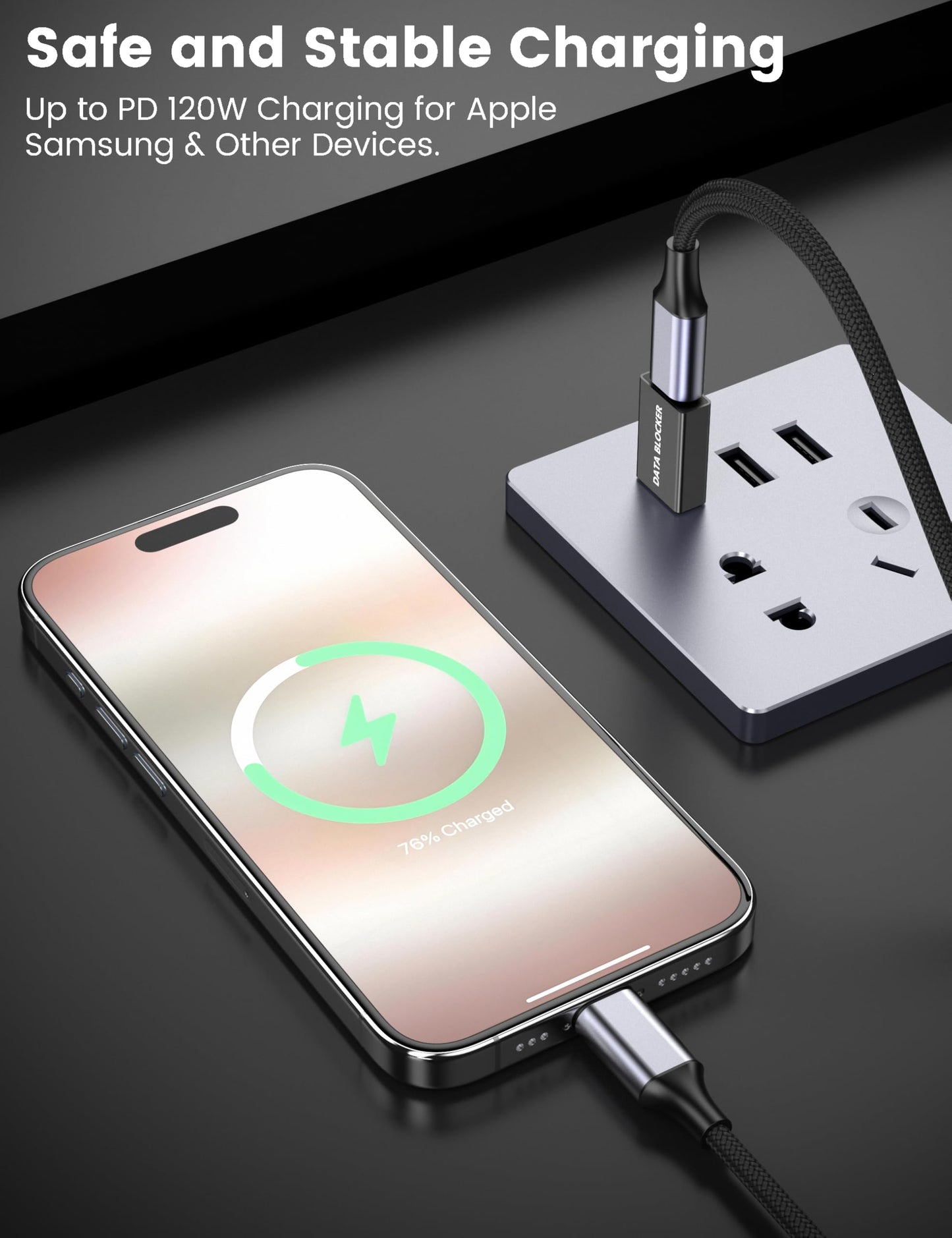 4 Kinds of USB Data Blocker Adapter, USB C Data Blocker for iPhone 15 16 17 and for Android Phone or for ipad, A to A & A to C & C to C & C to A Only…