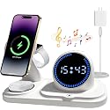 6 in 1 Wireless Charging Station with Bluetooth Speaker Fuction, Charging Stand for Multiple Devices for Apple iPhone 17 16 15 14 13 12 Pro Max Apple