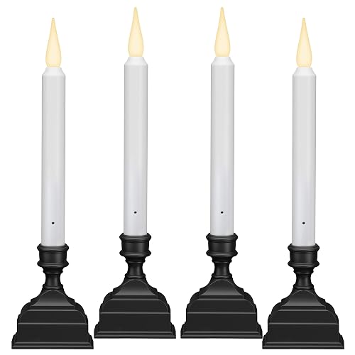 612 Vermont Battery Operated LED Window Candle with Sensor and 8 Hour Timer, Patented Dual LED Flicker Flame, VT-1620A-4 (Pack of 4, Antique Bronze)