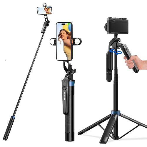 UBeesize 64'' Extendable Selfie Stick Tripod with Light & Remote, Adjustable Phone Tripod Stand for iPhone 17-11, Android, Camera, Travel Vlogging