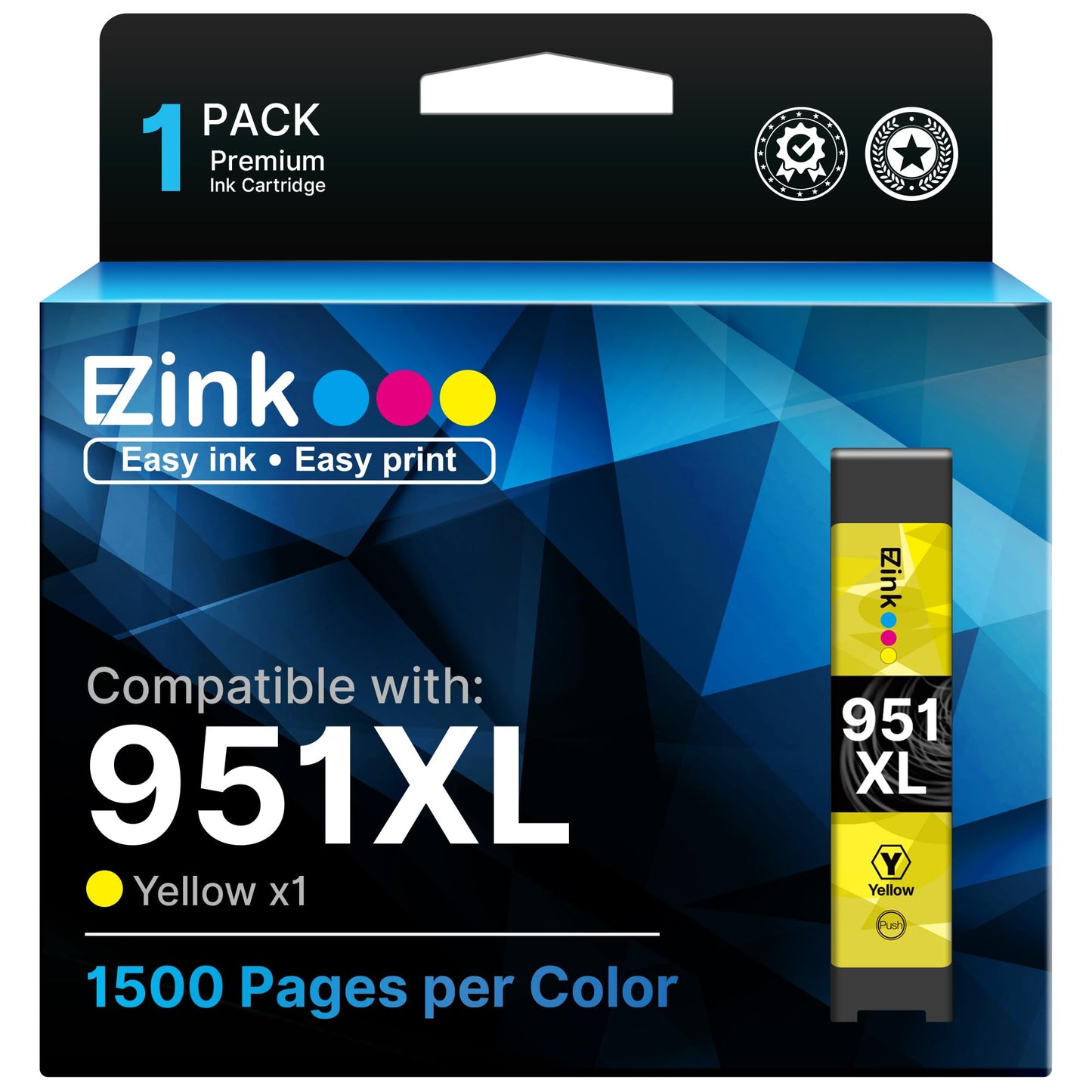 E-Z Ink Compatible Ink Cartridge Replacement for HP 951XL 951 XL to use with OfficeJet Pro 8100 8610 8600 8615 8620 8625 276dw 251dw Printer (Yellow