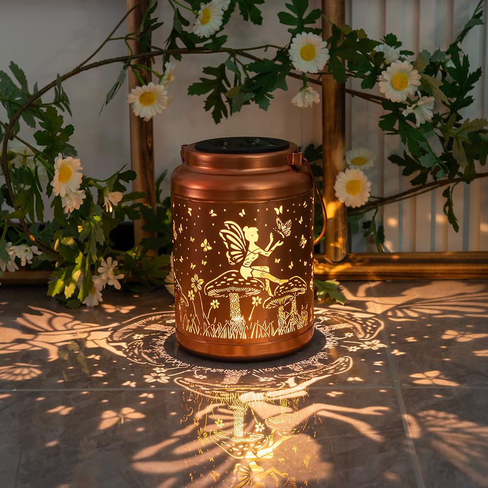 RESNICE Outdoor Waterproof Fairy Solar Lanterns Metal Hanging Garden Light Decorative Solar Powered Lamp for Garden Backyard Patio Porch and Tree