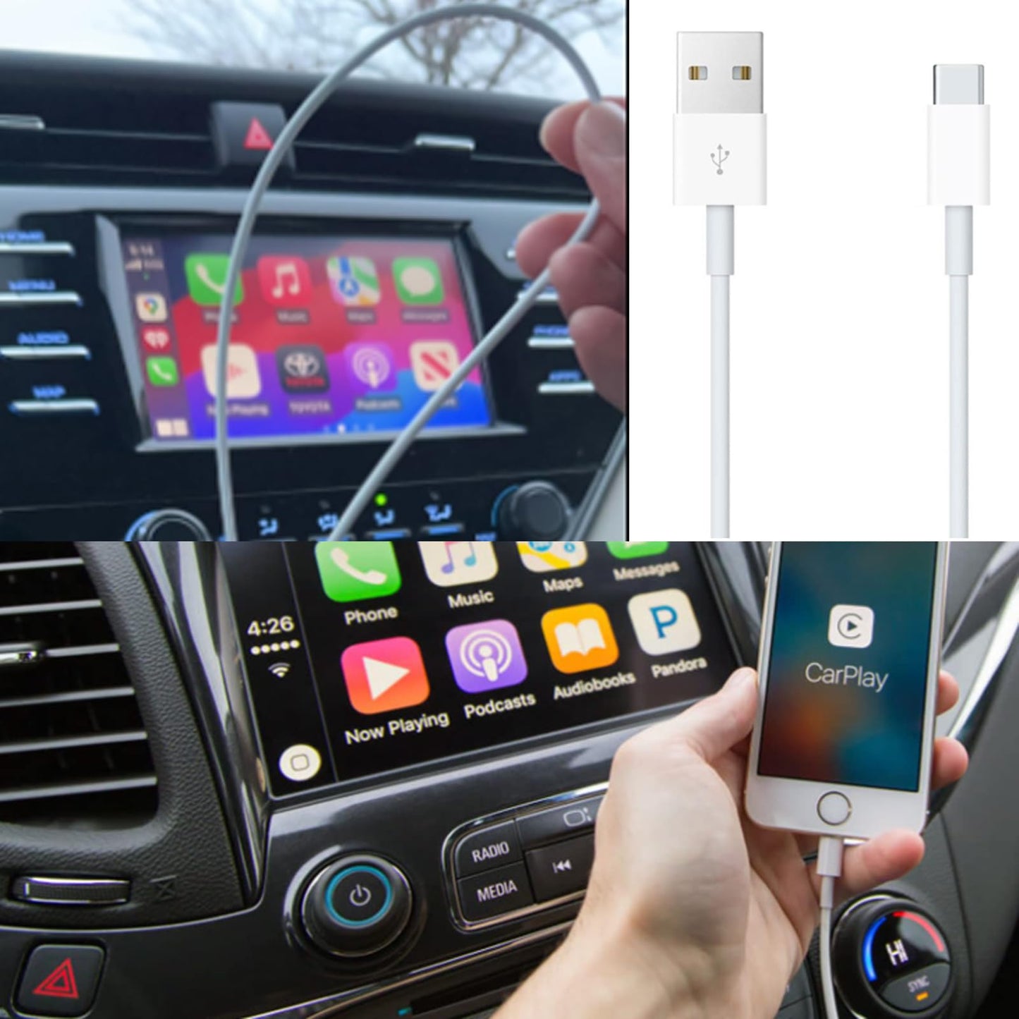Car Carplay Cable for iPhone 16 17 Air 15 USB A to USB C Cable for iPhone 17 16 15 Plus, iPhone 17 16e 16/15 Pro, iPhone 16 15 17 Pro Max for Carplay