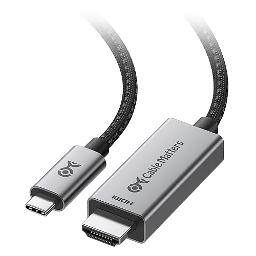 Cable Matters 48Gbps 8K Unidirectional USB C to HDMI 2.1 Cable for macOS, Windows - 6ft, Supports 4K@240Hz / 8K@60Hz with HDR, Thunderbolt 4 to HDMI