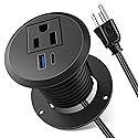 Desktop Power Grommet, 2inch Desktop Power Grommet Outlet, Recessed Power Strip Outlet with 1 USB and 1 Type-C, 20W PD Fast Charge for Desk, Kitchen