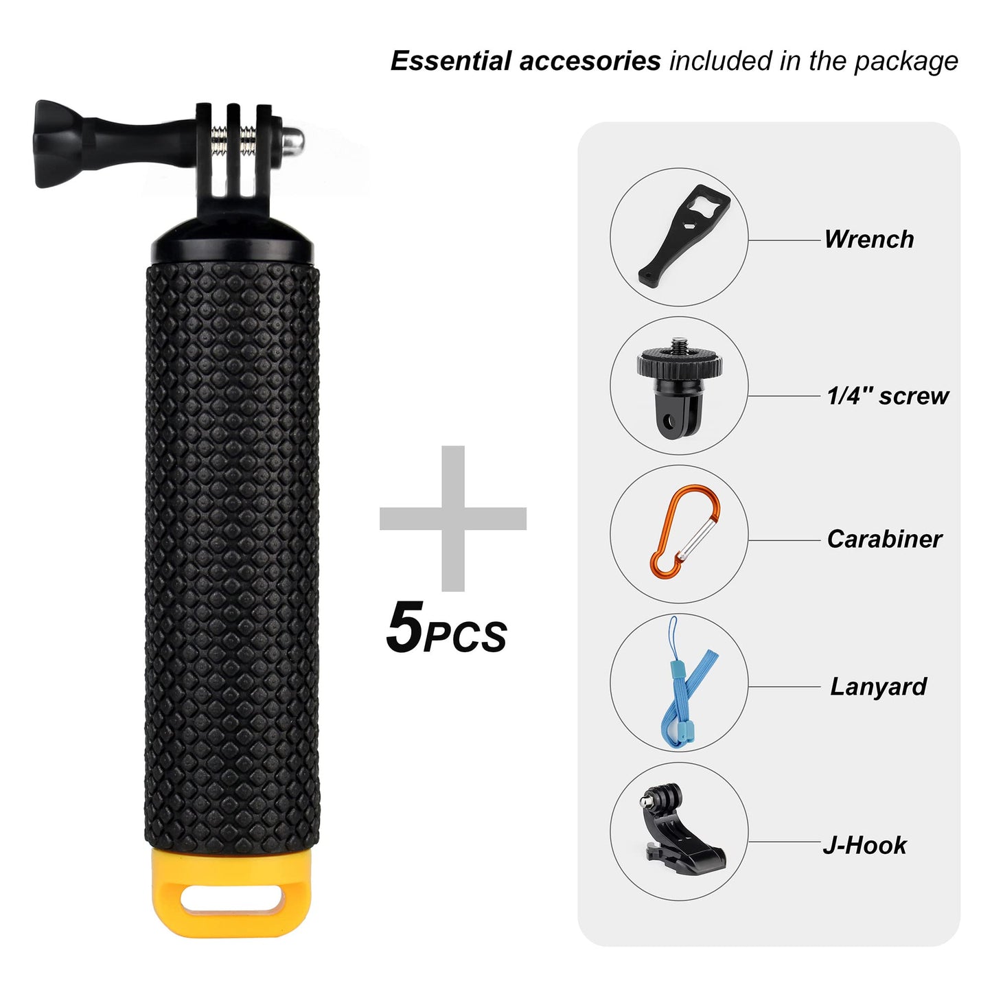 SOONSUN Waterproof Floating Hand Grip for GoPro Hero 13, 12, 11, 10, 9, 8, 7, 6, 5, 4, 3, 2, Session, Fusion, Max, AKASO, SJCAM, DJI Osmo Handler