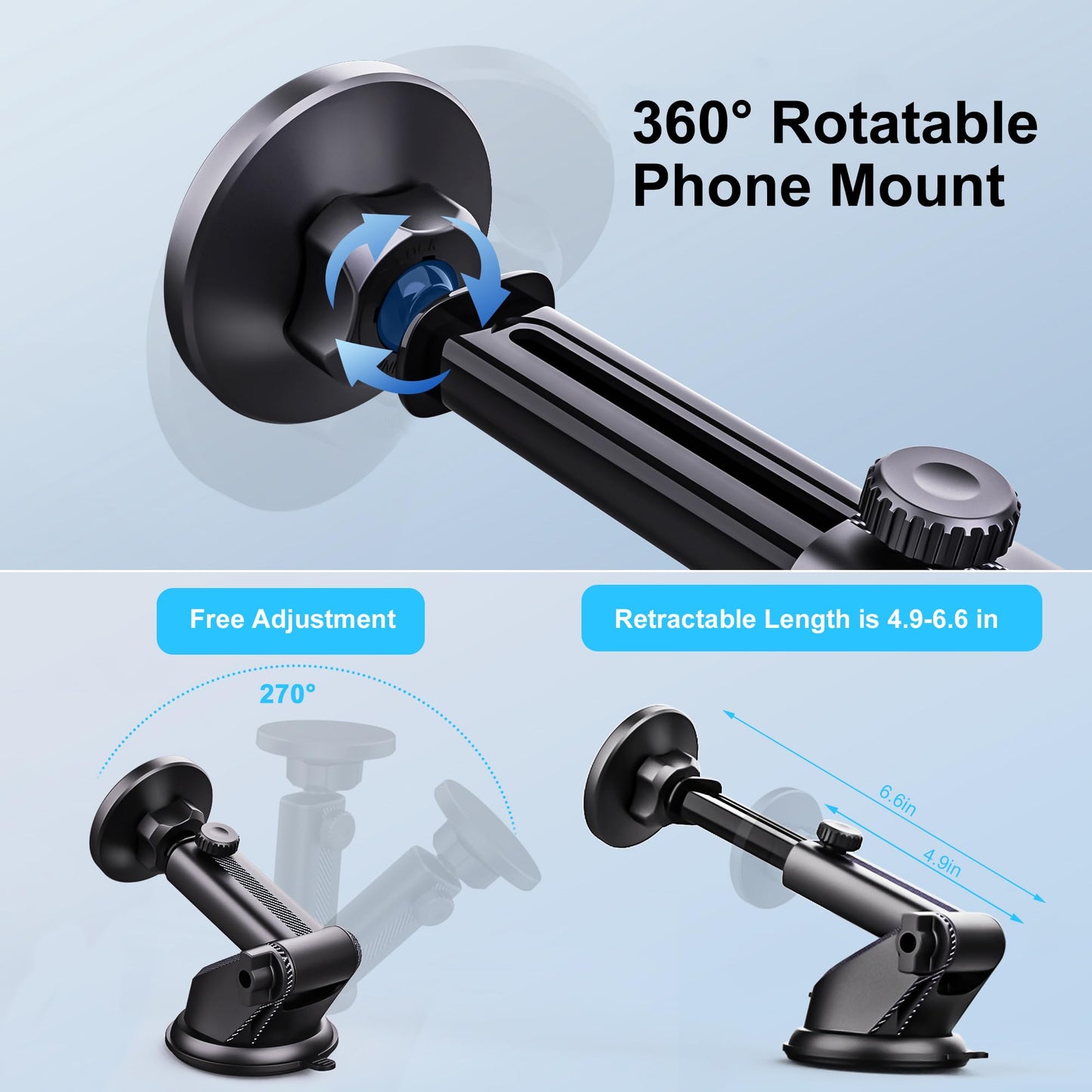 PTz Words for MagSafe Windshield Mount - Magnetic Phone Holder for Car, Suction Cup, High Heat Resistant, Super Strong Magnets, Compatible