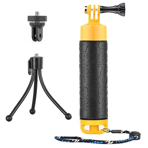 SOONSUN Waterproof Floating Hand Grip for GoPro Hero 13 12 11 10 9 8 7 6 5 4 3+ 2, Session, Fusion, Max, SJCAM, AKASO, DJI Osmo Action, Handler