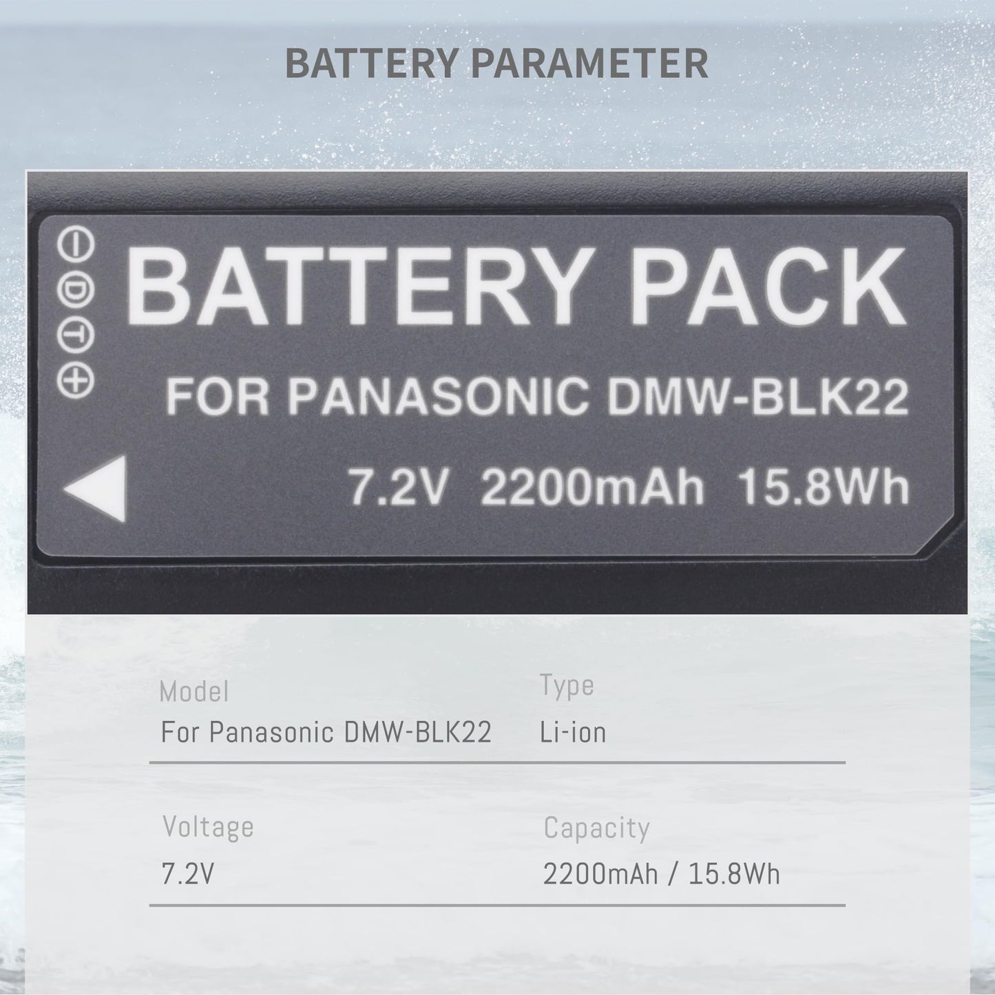 2400mAh DMW-BLK22 Battery, 2 Packs, Compatible for Panasonic Lumix DC-S5 DC-S5 II DC-S5 IIX GH5 II GH6 S5II S5M2 GH5M2 Cameras Battery Charger Set