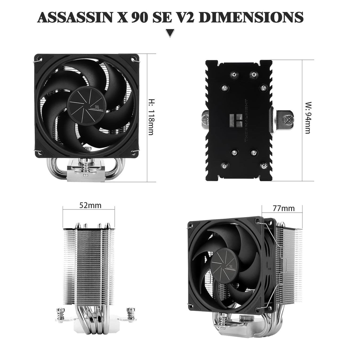 Thermalright Assassin X 90 SE V2 CPU Cooler, 92mm PWM Quiet Fan CPU Air Cooler, Support Intel Lga1700/1150/1151/1200,AMD AM4 AM5, Computer Cooler(AX90