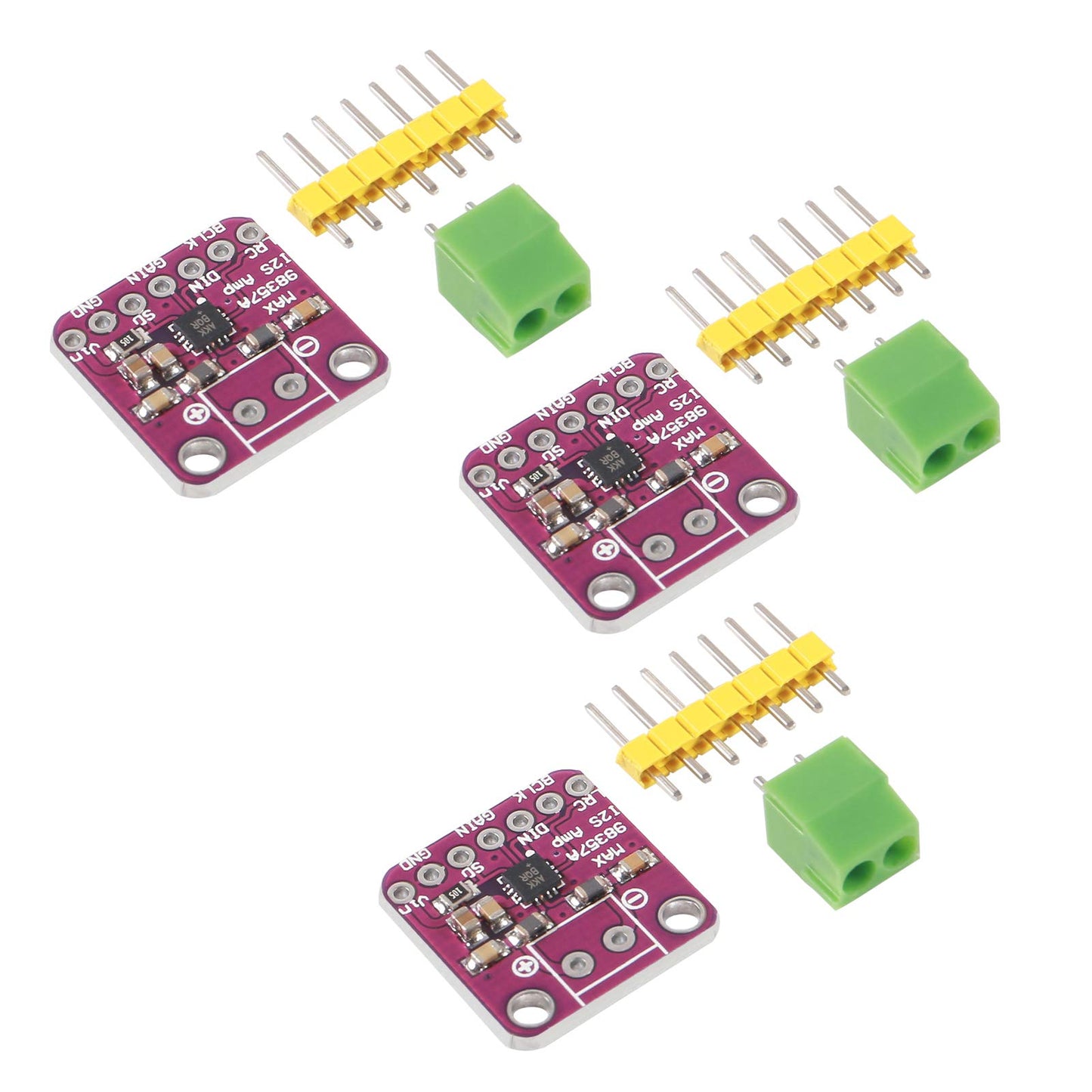 AITRIP 3 PCS MAX98357 Audio Power Amplifier Module I2S Class D Filterless Audio Amplifiers Board for Arduino, Raspberry Pi, ESP32 (No Welding)