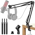 K KASONIC Microphone Stand, Adjustable Microphone Desk Stand for HyperX Mic Boom Arm Stand for Broadcasting Recording, Voice-Over Sound Studio