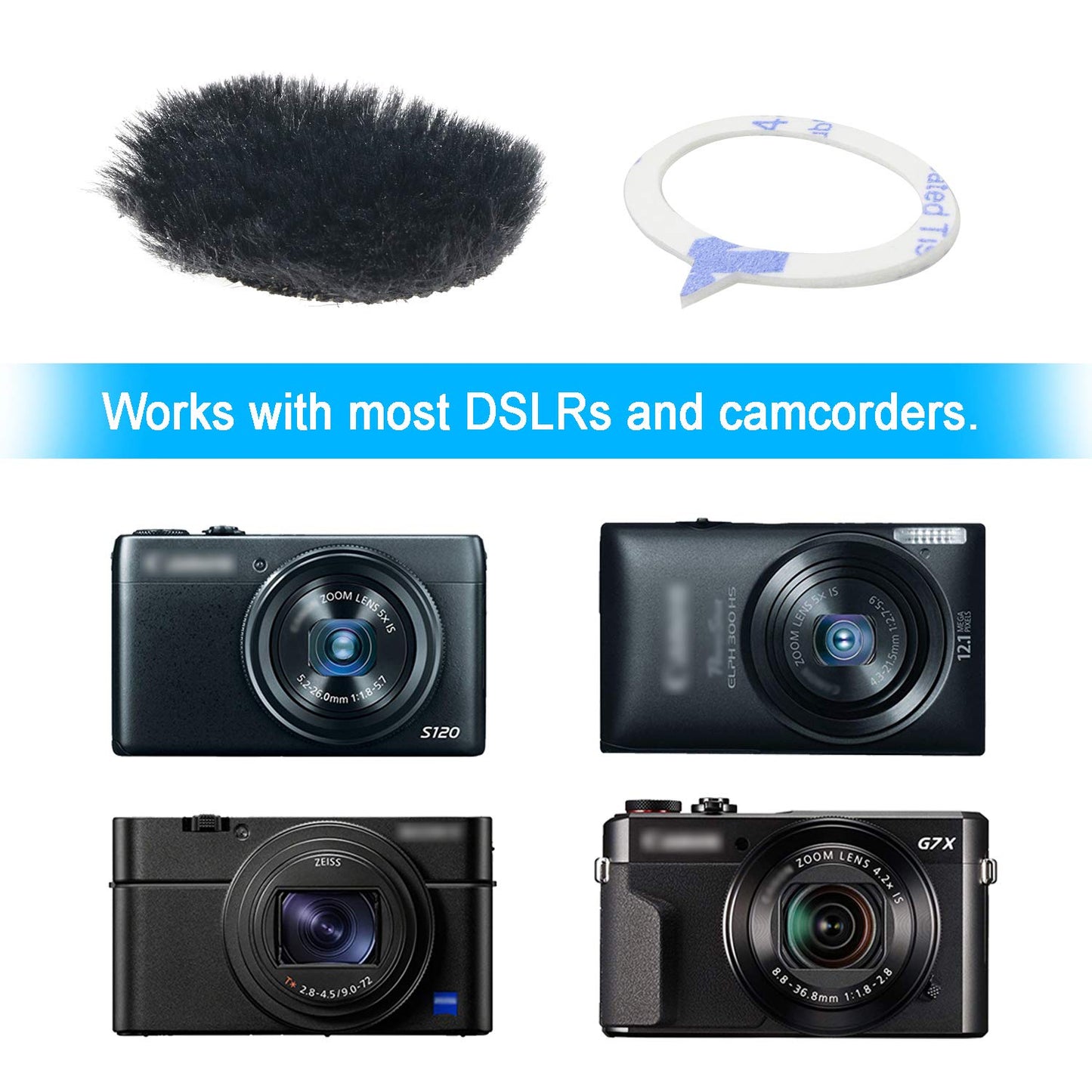 YOUSHARES Camera Mic Windscreen, 8 PCS Fur Wind Muff Wind Cover for DSLR Built-in Microphone Outdoor Wind Filter