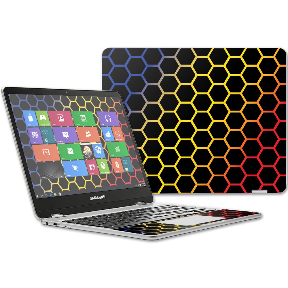 MightySkins Skin Compatible with Samsung Chromebook Plus 12.3"(2017 - Primary Honeycomb | Protective, Durable, and Unique Vinyl wrap Cover | Easy…