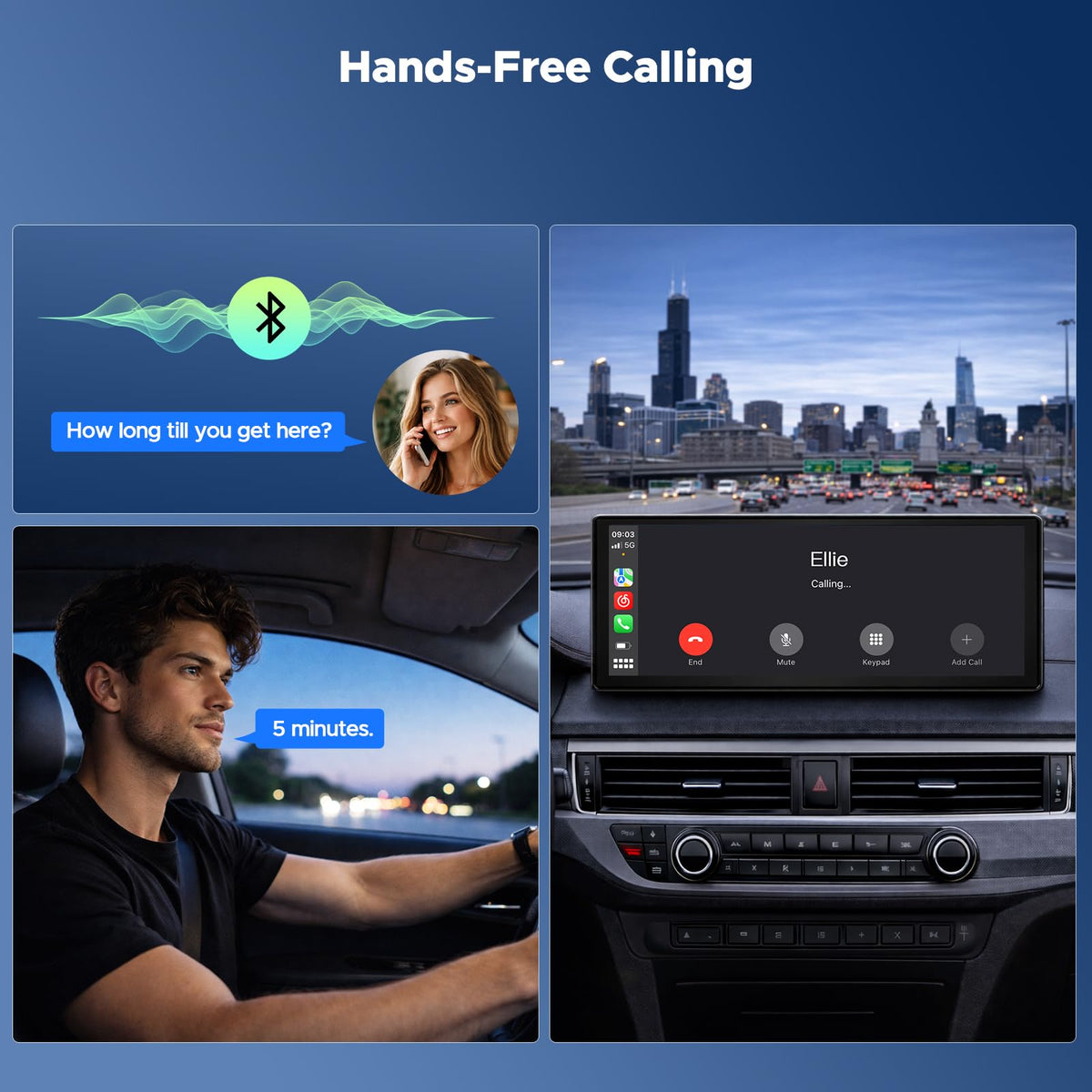 LAMTTO 9.26" Wireless CarPlay Screen for Car, Android Auto, Backup Camera