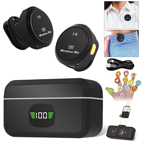 Gift Wireless Personal Lavalier Microphone with?Cultural Stickers?for Lightning iPhone 17/16/15/Android Noise Cancellation Omnidirectional Microphone