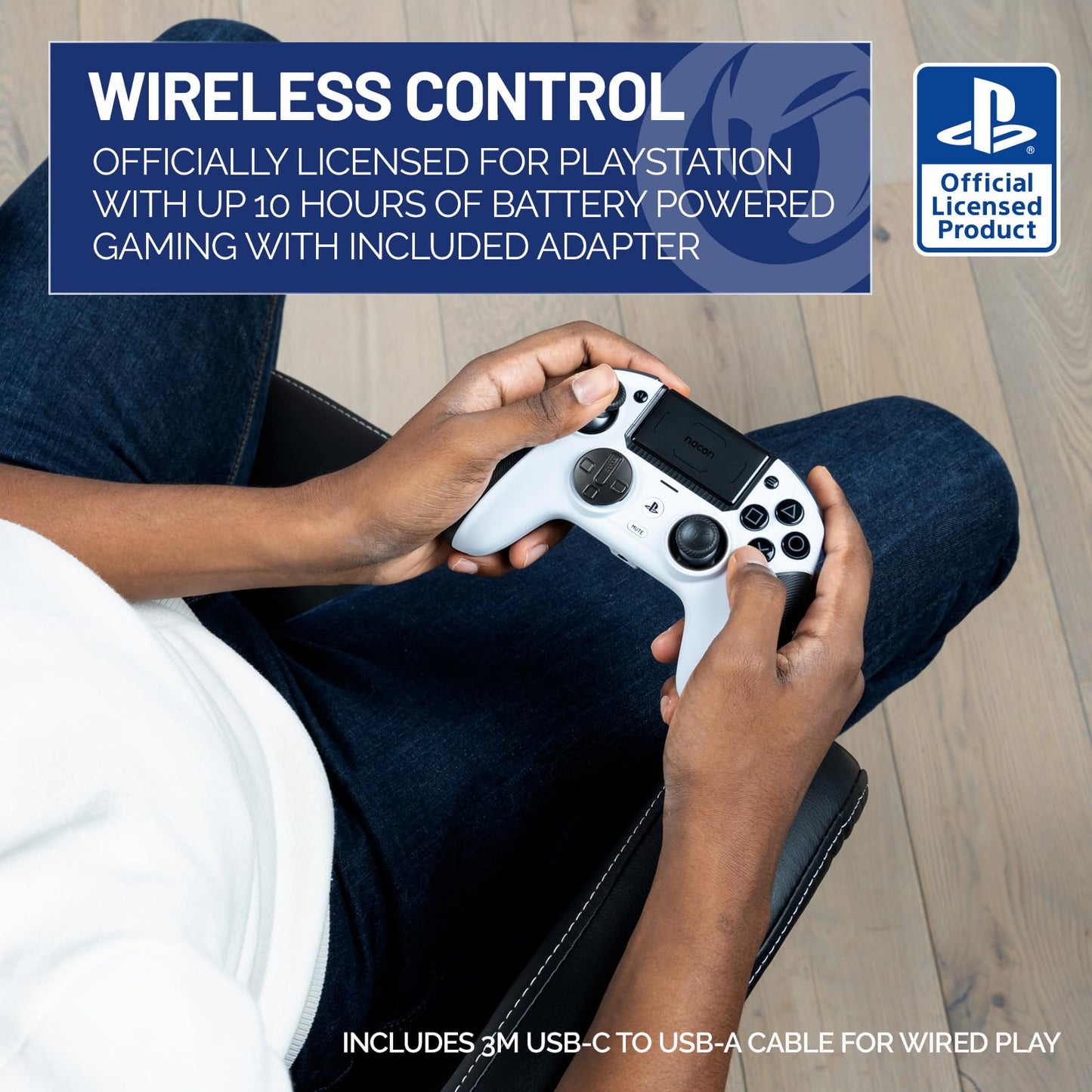 NACON Revolution 5 Pro Officially Licensed PlayStation Wireless Gaming Controller for PS5 / PS4 / PC - Hall Effect, Trigger Stops, Mappable Buttons