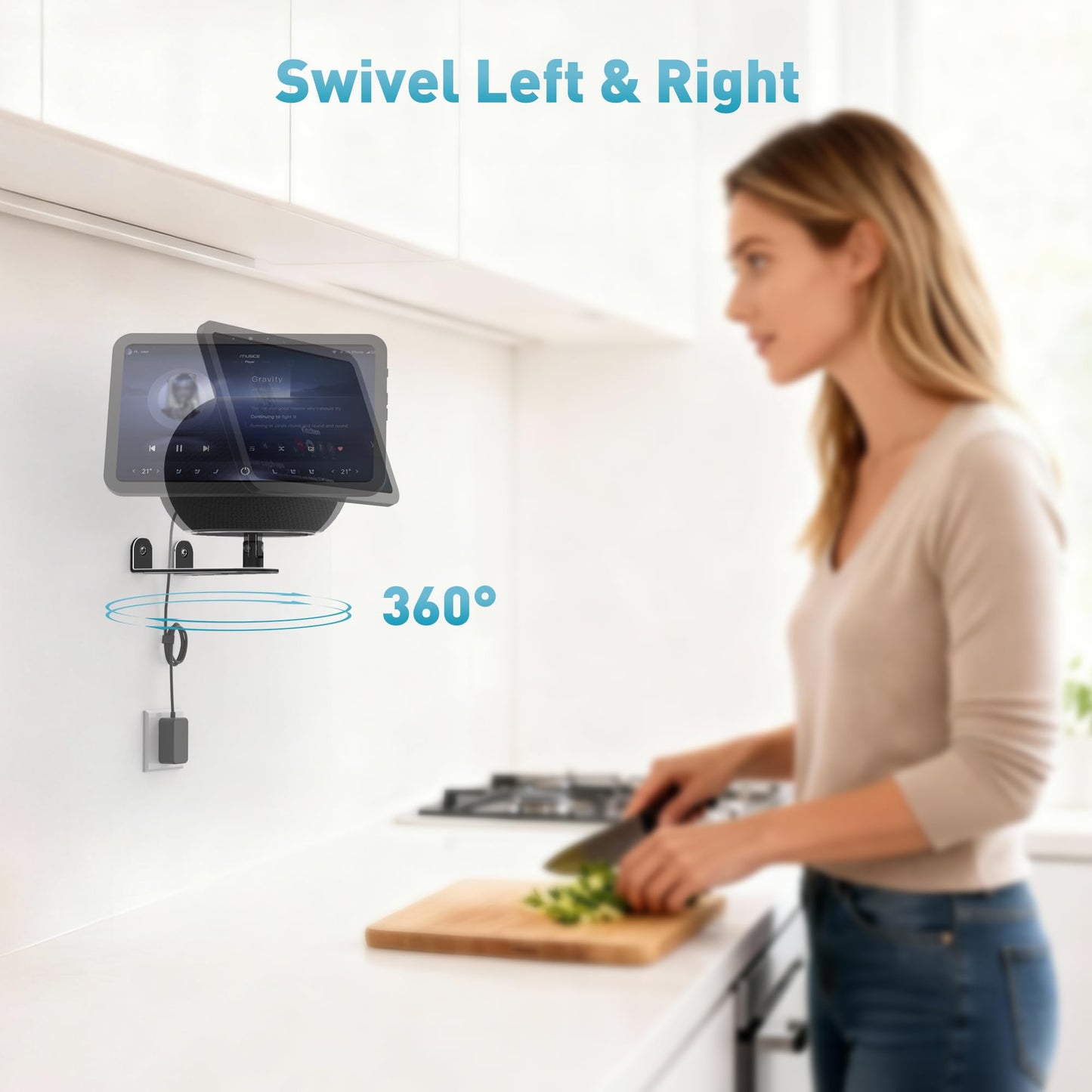 Letlar Adjustable Wall Mount for Echo Show 8 2025 and Echo Show 11, Swivel and Tiltable, Easy Installation Mount, Sturdy and Durable Bracket for