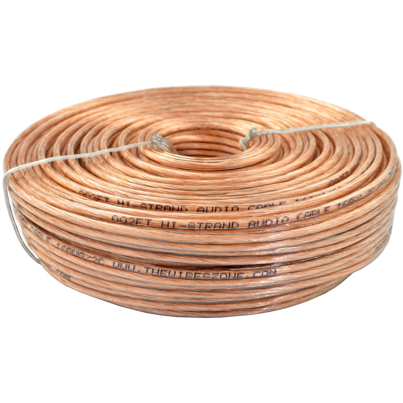 The Wires Zone Car Home Audio Speaker Wire Transparent Clear Cable 14AWG 14/2 Gauge (100 feet)